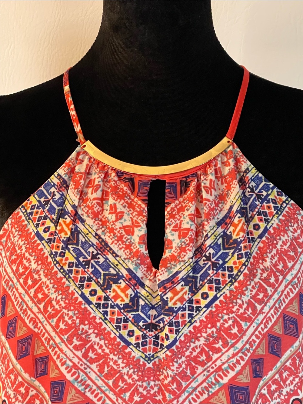 NWOT Coral Boho Print Halter Dress - Picture 3 of 5